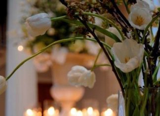 Happy Birthday Wiches : Happy Birthday – white flowers and candles