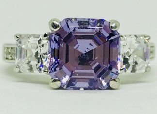 Birthday Gifts Ideas : A Natural 4CT Asscher Cut Lilac Amethyst Ring
