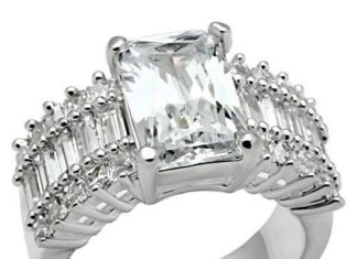 Birthday Gifts Ideas : A Perfect 5.3CT Emerald Cut Russian Lab Diamond Engagement Ring