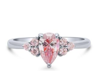 Birthday Gifts Ideas : A Romantic .81CT Pear Cut Pink Simulated Morganite Swarovski Zirconia Engagement…