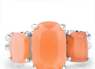 Birthday Gifts Ideas : A Romantic Cushion Cut Peach Moonstone Journey Ring