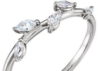 Birthday Gifts Ideas : Ethically Mined Natural Diamond 14K Yellow Rose White Gold Leaf Ring