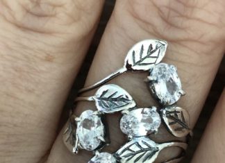 Birthday Gifts Ideas : Handmade Oval Cut Cubic Zirconia Leaf Motif Ring