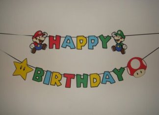 Happy Birthday Brother : mario happy birthday party wall decoration banner cut out
