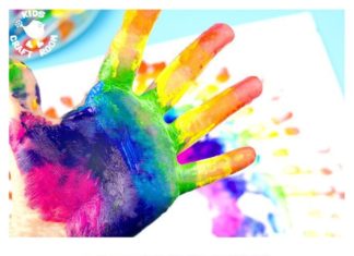Birthday Decoration : HANDPRINT RAINBOW PAINTING is a fun sensory art experience for kids. Get hands-o…