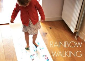 Birthday Decoration : Rainbow Walking. A fun rainbow inspired art activity