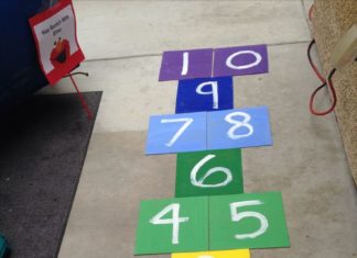 Birthday Decoration : hop scotch with elmo diy rainbow sesame street hopscotch 1st birthday party idea…