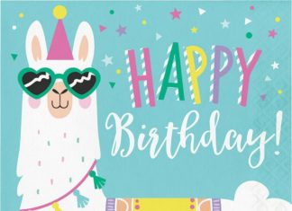 Birthday Quotes : Llama Birthday Party Supplies “HAPPY BIRTHDAY” PRETTY PASTEL LUNCH DINNER NAPKIN…