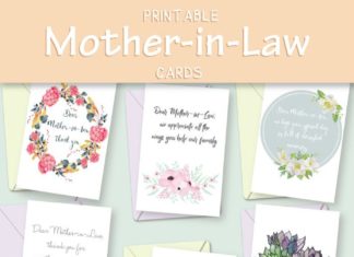 Birthday Party : Printable mother-in-law cards to wish her happy Mother’s Day, say “thank you” or…