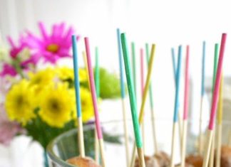 Birthday Decoration Ideas : Fill a dish with Donut Hole Dippers On a Stick for easy spring brunch finger foo…