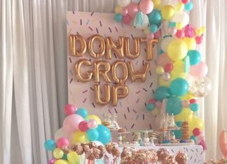 Birthday Decoration Ideas : Donut party tables from a “Donut” Grow Up 1st Birthday Party on Kara’s Party Ide…
