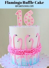 Birthday Cake : Flamingo Ruffle Cake- A Cake Decorating Video Tutorial