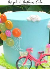 Birthday Cake : CUTE and easy free Bicycle and Balloons Cake Tutorial!