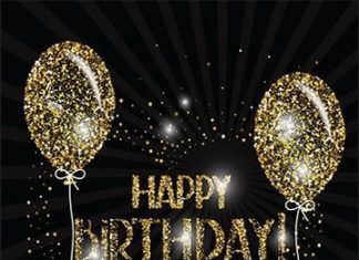 + 112 happy birthday wishes : Customizable – Happy Birthday with Gold Balloons – 36 x 80