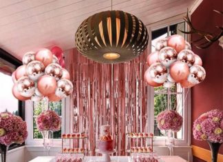 + 74 birthday party decorations : Rose Gold Birthday Party Decoration, Happy Birthday Banner, Rose Gold Fringe Curtain, Foil Tableclot