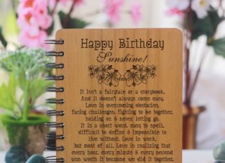 + 112 happy birthday wishes : Birthday Wishes For Lover Engraved On Wooden Notebook – Large / Golden Teak