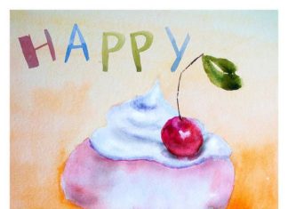 + 112 happy birthday wishes : Cake with insription Happy Birthday Art Print by Regina Jershova