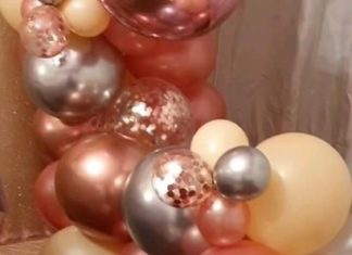 + 74 birthday party decorations : Rose gold and silver organic balloon arch, sequin backdrop for 18th birthday party ideas girl adults