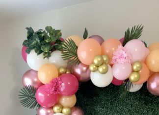 + 74 birthday party decorations : Tropical Let’s Flamingle Backdrop