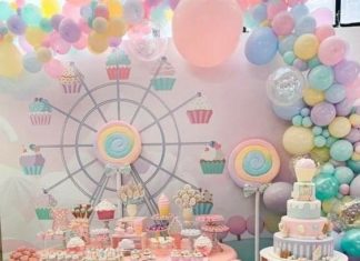 + 74 birthday party decorations : Candy Shop Theme Birthday Party – Dreamy Pastel Rainbow Balloon Arch Garland
