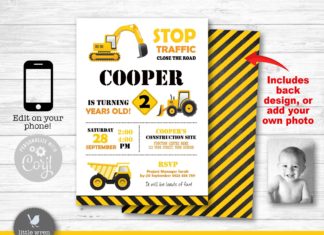 + 74 birthday party decorations : Construction Party Invitation, INSTANT DOWNLOAD, invite, Construction birthday party, digger, dump Truck, digital file, editable
