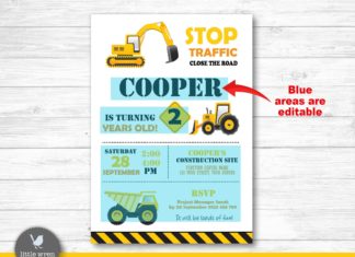 + 74 birthday party decorations : Construction Party Invitation, INSTANT DOWNLOAD, invite, Construction birthday party, digger, dump Truck, digital file, editable