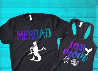 + 74 birthday party decorations : Mermom and Merdad Matching Mermaid Parents’ Shirts – XL / M / Black