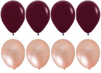 + 74 birthday party decorations : Rich Burgundy and Rose Gold Balloon Bouquet – 24ct