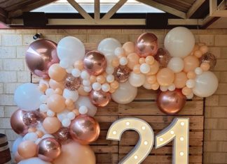 + 74 21st birthday decorations : Blush and Rose Gold Balloon Garland | Perth, Western Australia